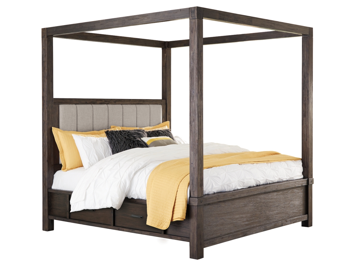 ゆめページ　【711】 Dellbeck King Canopy Bed with 4 Storage Drawers
