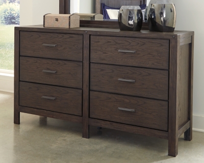 WIRED-BRUSHED RUSTIC BROWN FINISH 6-DRAWER