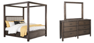 Dellbeck King Canopy Bed with 4 Storage Drawers with ...