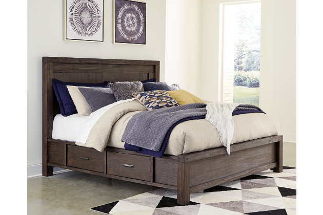 Dellbeck Queen Panel Bed With 4 Storage, Ashley Furniture King Bed With Drawers