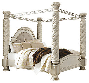 Cassimore King Poster Bed With Canopy, White King Canopy Bed