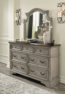 APK-B751-DM Lodenbay 7 Drawer Dresser and Mirror, Antique Gray sku APK-B751-DM