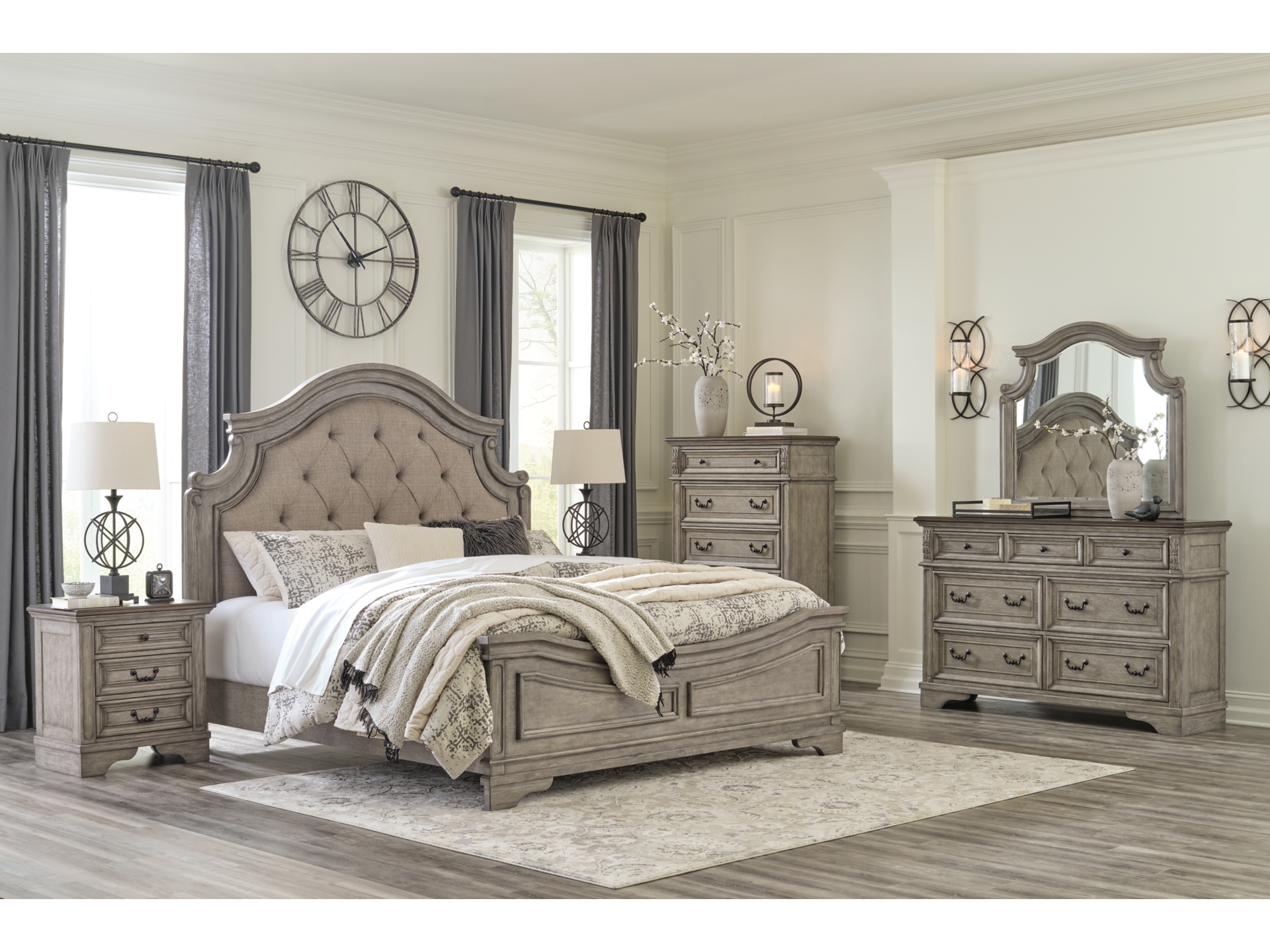 Lodenbay Upholstered Panel Bed set 