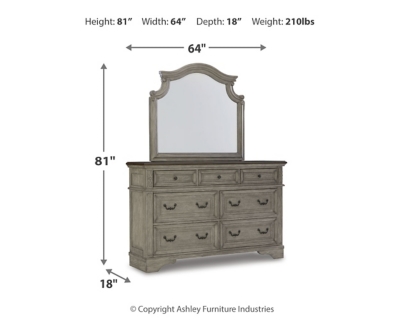 Lodenbay Queen Panel Bed with Mirrored Dresser, Antique Gray, large