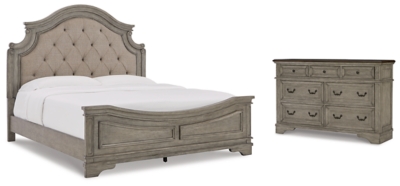 Lodenbay California King Panel Bed with Dresser, Antique Gray