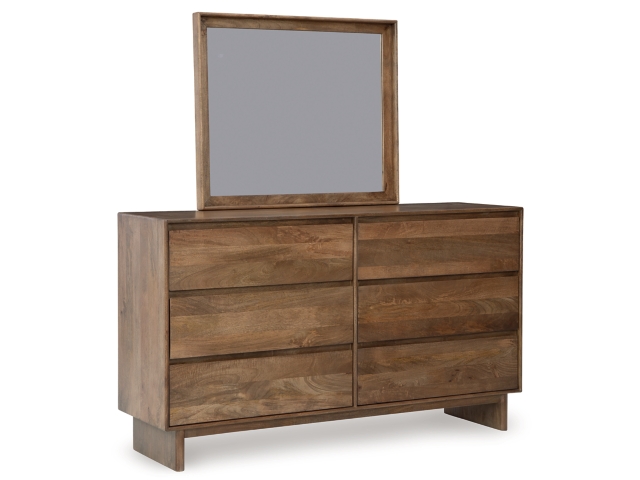 Isanti Queen Panel Bed with Mirrored Dresser | Ashley
