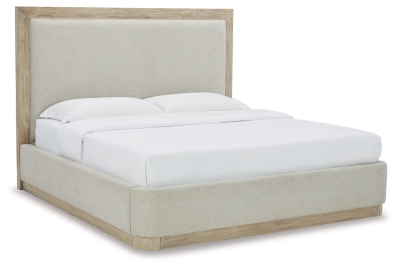 Simple Modern Upholstered Bed - Cream