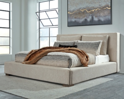 Ashley furniture upholstered bed deals with storage