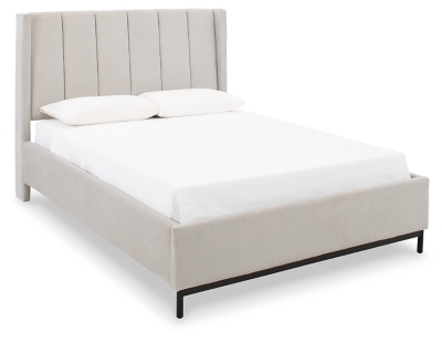 Freslowe Queen Upholstered Bed, White, large