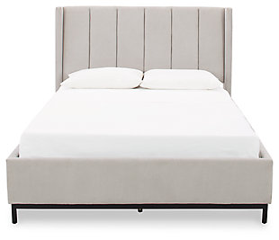 Freslowe Queen Upholstered Bed, White, rollover