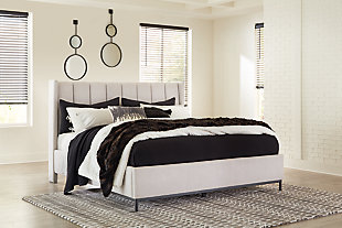 Freslowe California King Upholstered Bed, White, rollover