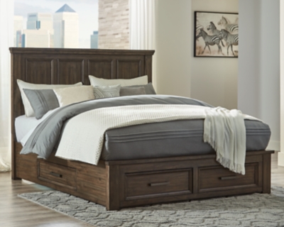 Johurst Queen Panel Bed With 4 Storage, California King Size Bed Frame With Storage