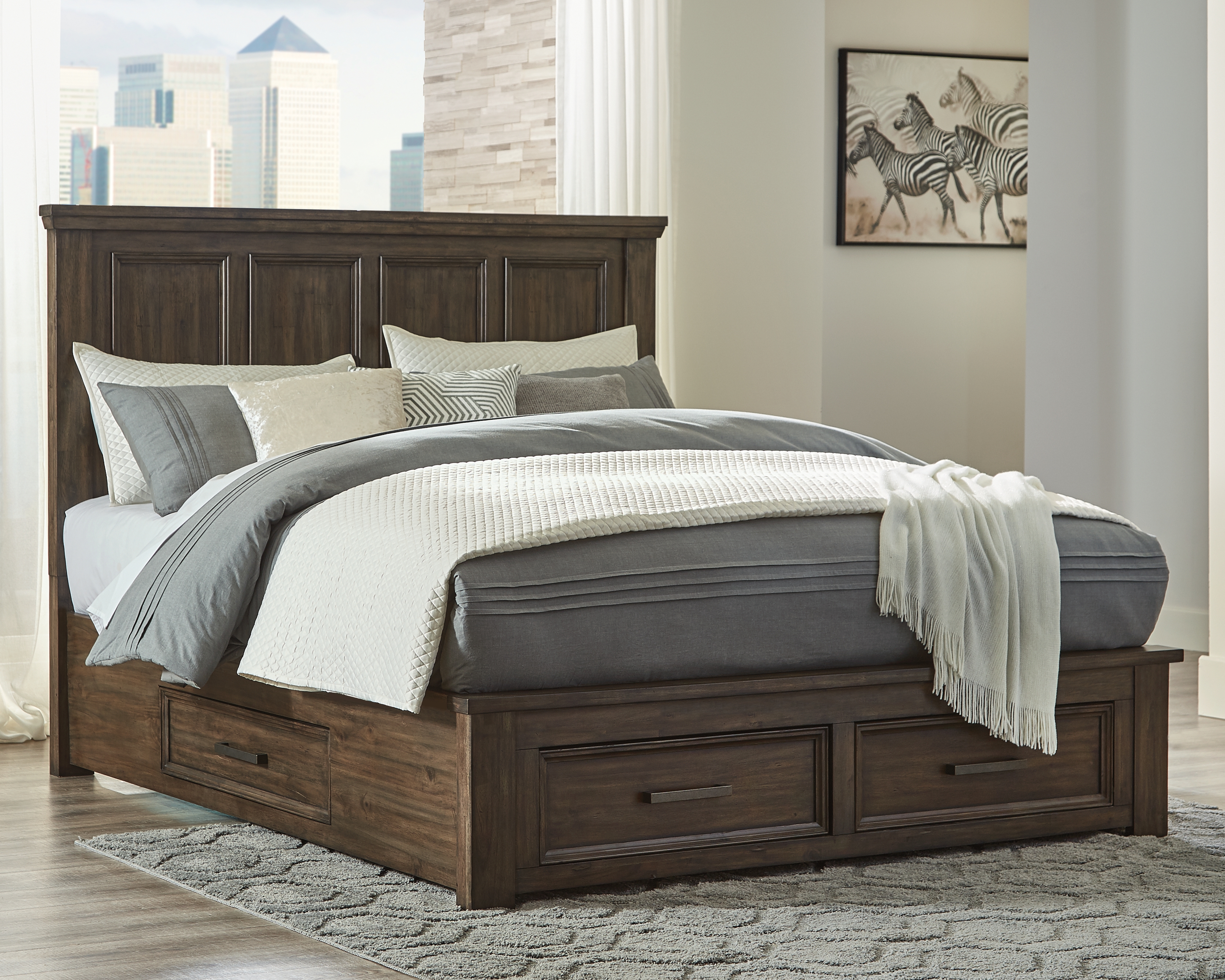 Johurst California King Panel Bed With, King Headboard And Footboard With Storage