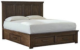Johurst Queen Panel Bed with 4 Storage Drawers, Grayish Brown, large