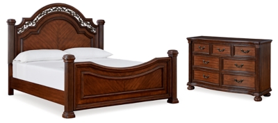 APG-B764B5-4P Lavinton Queen Poster Bed with Dresser, Brown sku APG-B764B5-4P