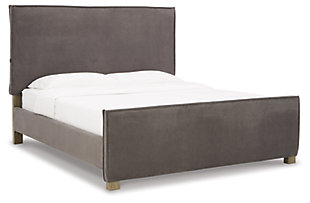 Krystanza Queen Upholstered Panel Bed, Weathered Gray, large