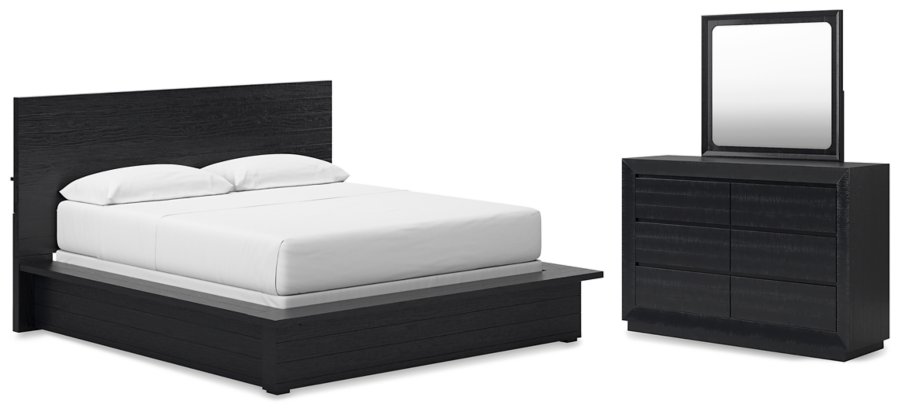 Cama Londer California King con paneles, cómoda y espejo - image 1