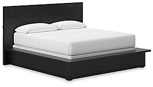 Londer California King Panel Bed, Black, large