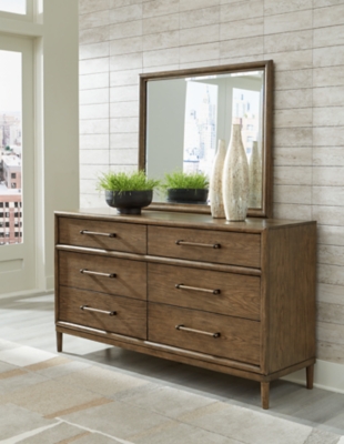 Roanhowe 6 Drawer Dresser and Mirror, Brown