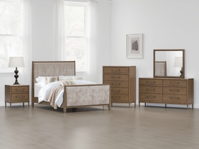 Roanhowe Queen Upholstered Bed, Brown, rollover