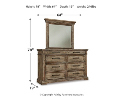 Markenburg Queen Panel Bed with Mirrored Dresser, Brown, large