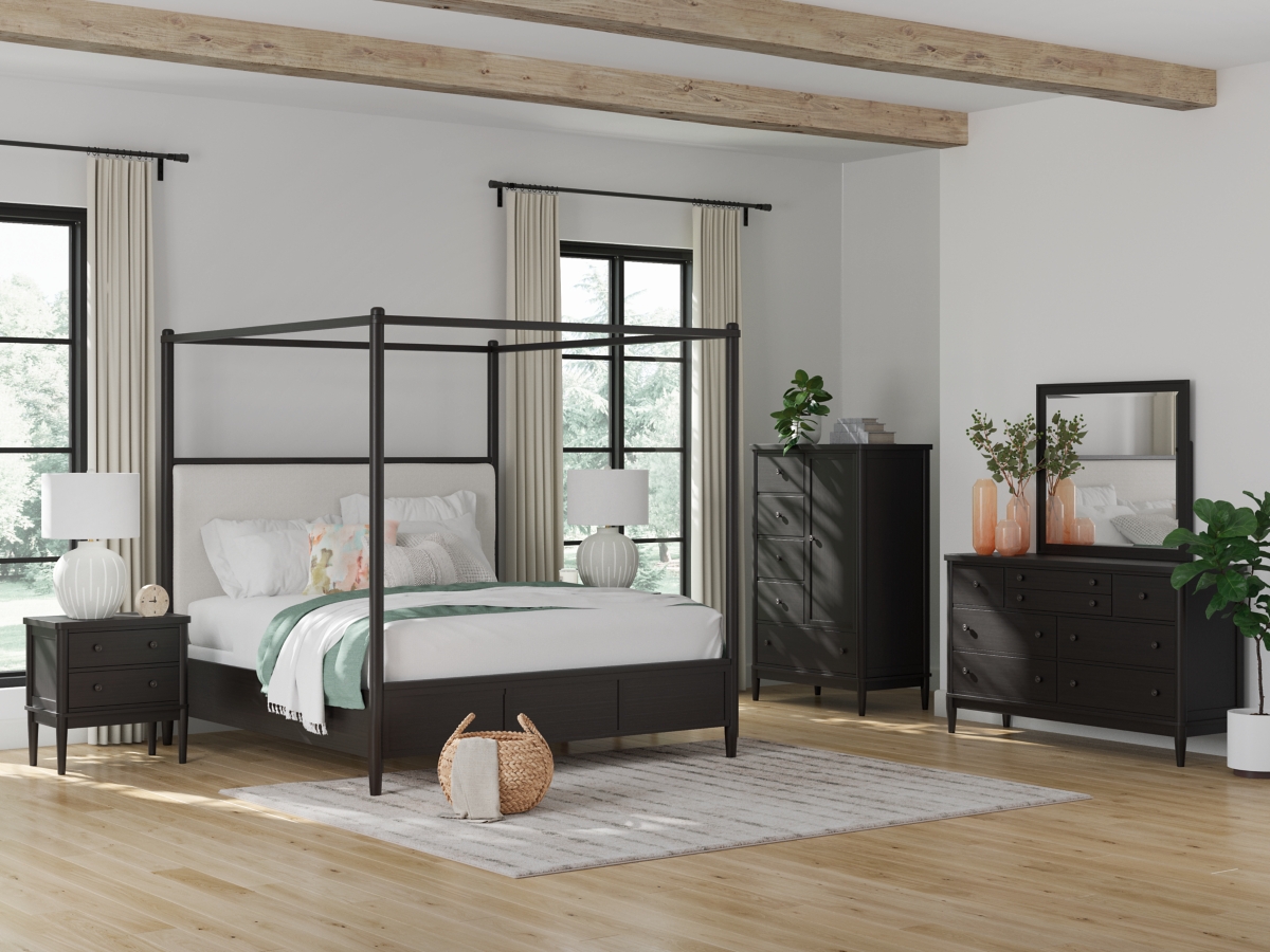 Portdown King Next-Gen Nuvella™ Performance Fabric Canopy Bed | Ashley