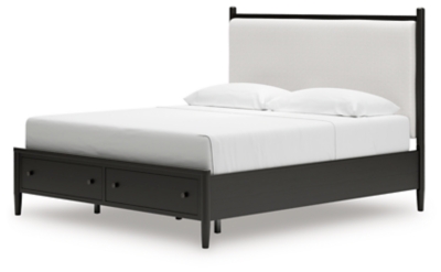Portdown California King Upholstered Panel Storage Bed, Black, large