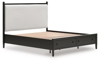 Portdown California King Upholstered Panel Storage Bed, Black, large