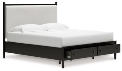 Portdown California King Upholstered Panel Storage Bed, Black, large