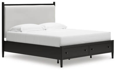 Portdown California King Upholstered Panel Storage Bed, Black, large