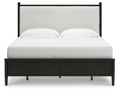 Portdown California King Upholstered Panel Storage Bed, Black, large