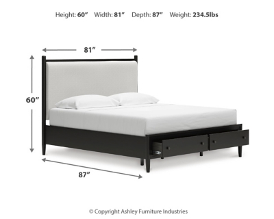 Portdown California King Upholstered Panel Storage Bed, Black, large