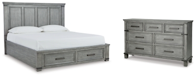 Russelyn California King Storage Bed with Dresser, Gray