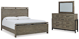 Brennagan Queen Panel Bed with Mirrored Dresser, Gray, large