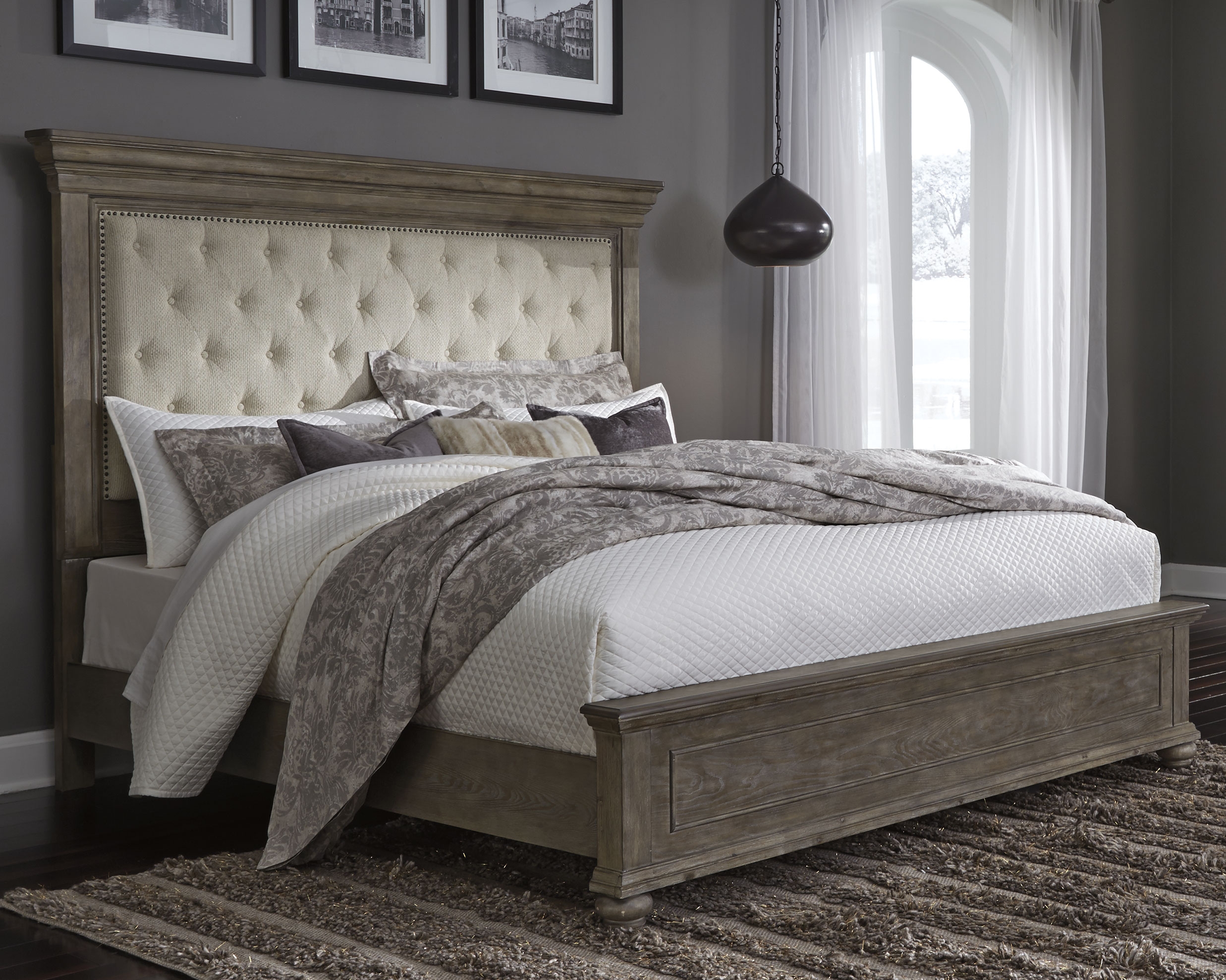 Johnelle California King Upholstered Panel Bed Mackenzie Furniture