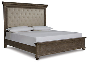 Johnelle California King Upholstered Panel Bed, Beige, large