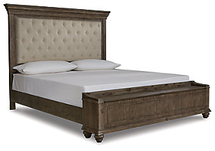 Johnelle Queen Upholstered Panel Bed with Storage, Gray, large