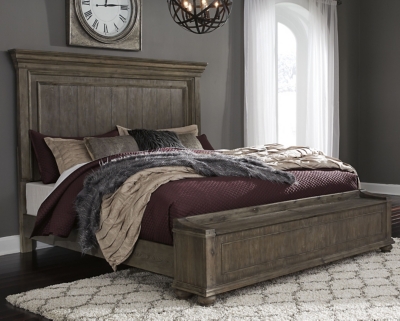 Queen bed with footboard shop bench