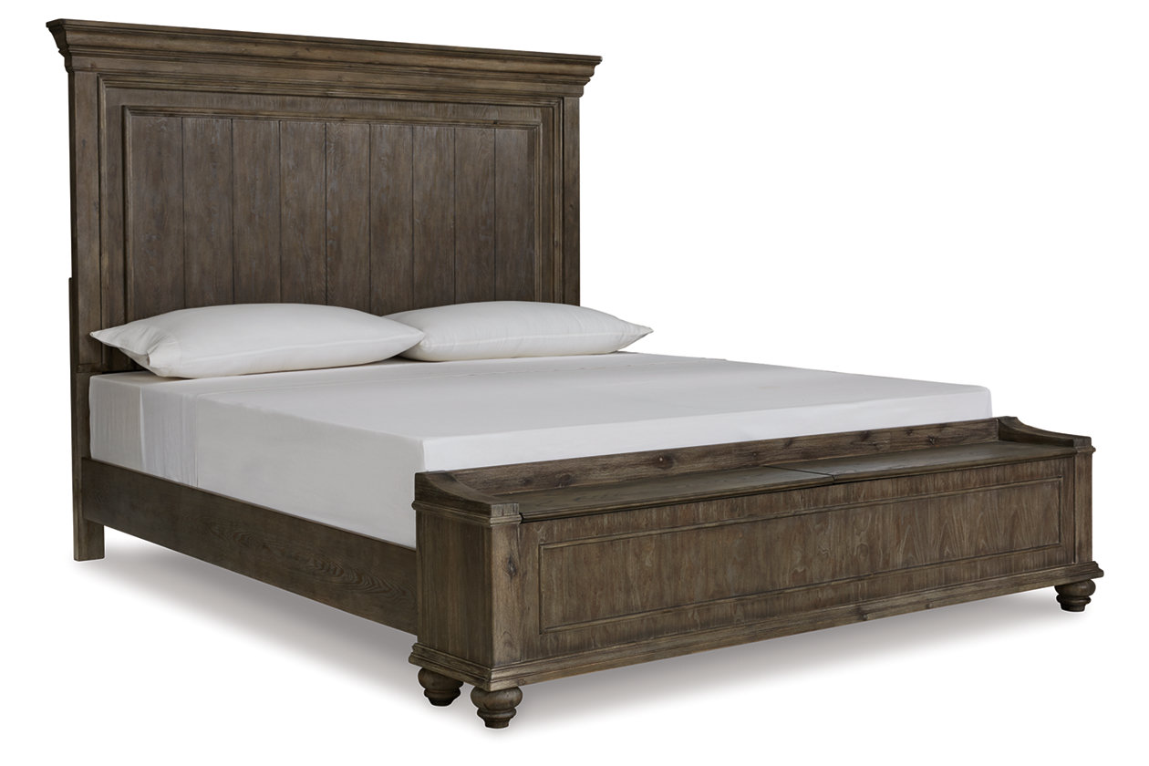 Johnelle King Panel Bed With Storage Bench, King Panel Bed With Storage