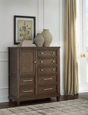 B778-48 Hillcott 7 Drawer Door Chest, Dark Brown sku B778-48