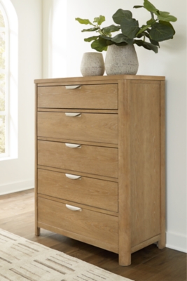 B781-46 Rencott 5 Drawer Chest of Drawers, Light Brown sku B781-46