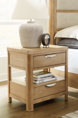 B781-92 Rencott 26 2 Drawer Charging Nightstand, Light Bro sku B781-92