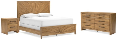 Takston California King Panel Bed with Dresser and Nightstand | Ashley