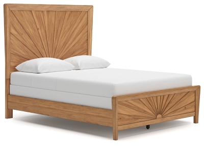 Takston Queen Panel Bed, Light Brown, large