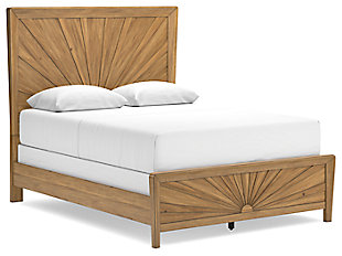 Takston Queen Panel Bed, Light Brown, large