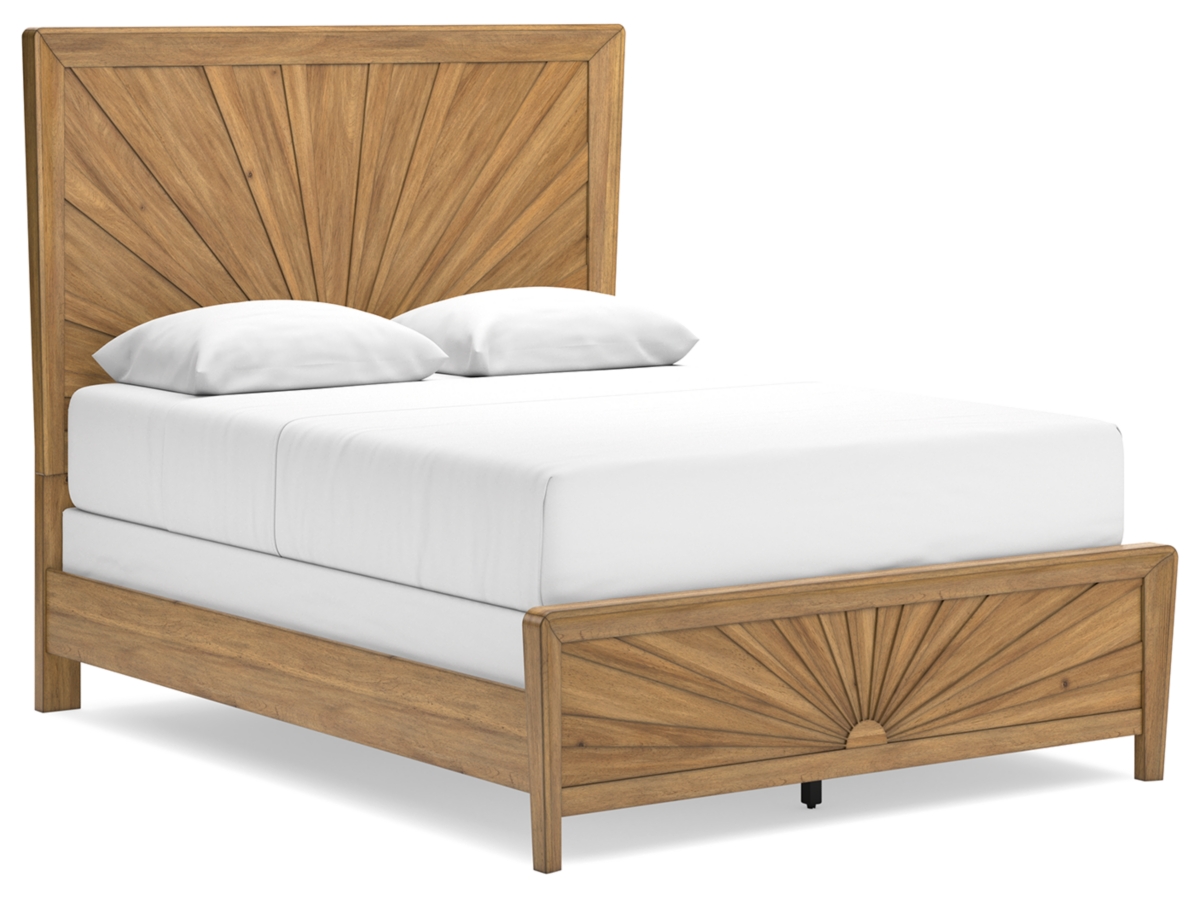 Takston Queen Panel Bed with Mirrored Dresser | Ashley