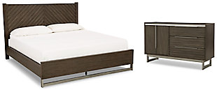Arkenton Queen Panel Bed with Dresser, Grayish Brown, large