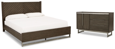 Arkenton King Panel Bed with Dresser, Grayish Brown