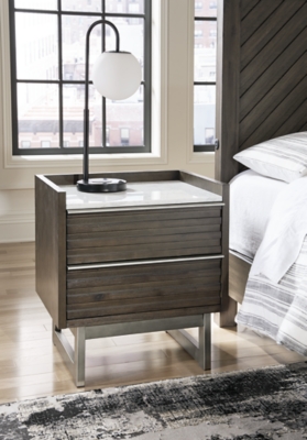 B786-92 Arkenton 23 2 Drawer Nightstand, Grayish Brown/Whi sku B786-92