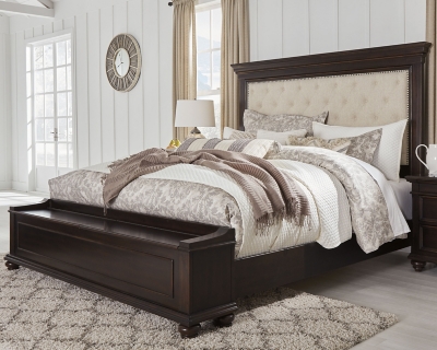 Brynhurst Queen Upholstered Bed With Storage Bench Ashley Furniture Homestore